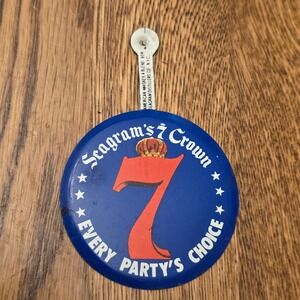 Vintage Seagrams 7 Crown Tin Sign Pin Every Partys Choice Whiskey Advertising